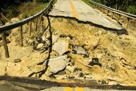 collapsed road