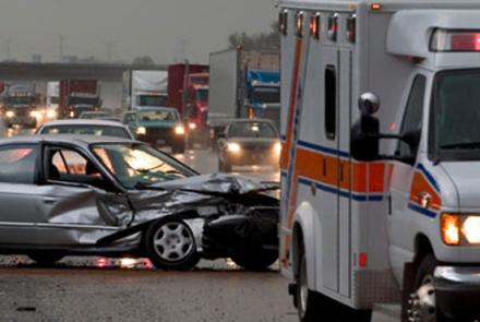 car wreck and ambulance