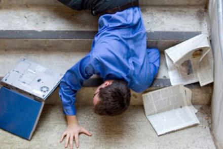 man fallen on stairway